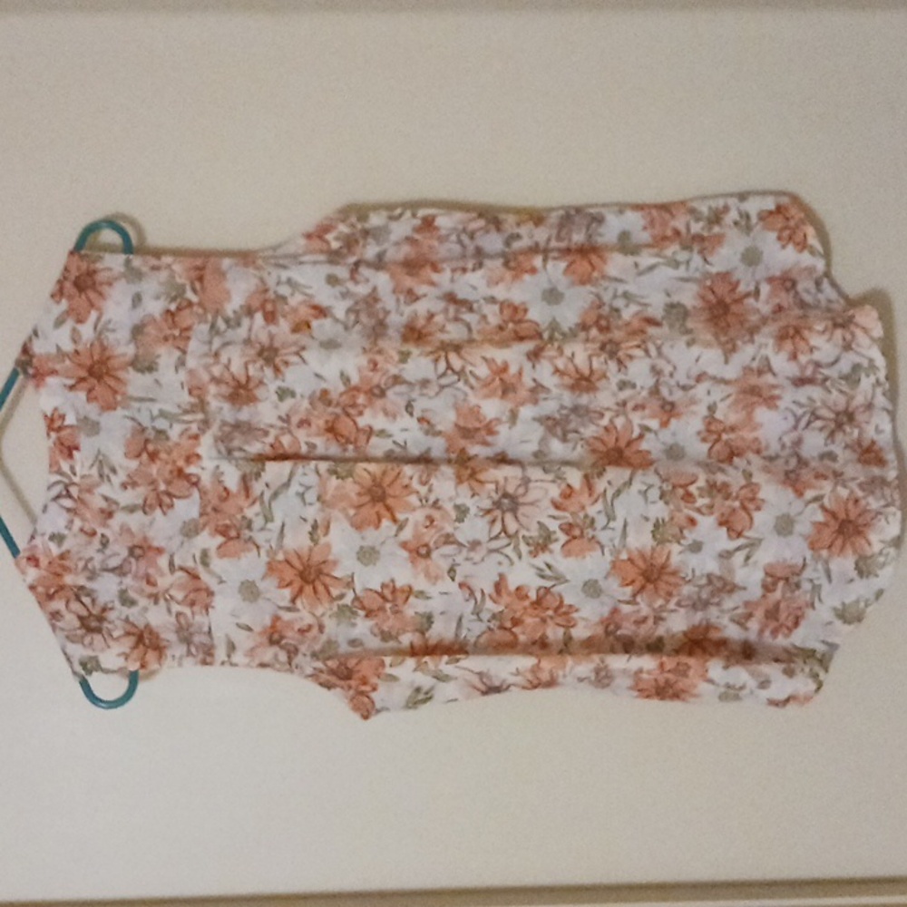 Orange Floral Sleeveless Blouse with Mandarin Collar - Picture 6 of 6